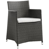 Junction Armchair Outdoor Patio Wicker Set of 2 Brown White EEI-1738-BRN-WHI-SET