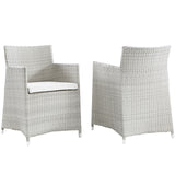 Junction Armchair Outdoor Patio Wicker Set of 2 Gray White EEI-1738-GRY-WHI-SET