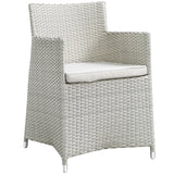 Junction Armchair Outdoor Patio Wicker Set of 2 Gray White EEI-1738-GRY-WHI-SET