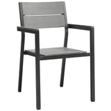 Maine Dining Armchair Outdoor Patio Set of 2 Brown Gray EEI-1739-BRN-GRY-SET