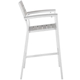 Maine Bar Stool Outdoor Patio Set of 2 White Light Gray EEI-1740-WHI-LGR-SET