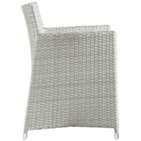 Junction 3 Piece Outdoor Patio Wicker Dining Set Gray White EEI-1742-GRY-WHI-SET
