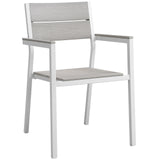 Maine 3 Piece Outdoor Patio Dining Set White Light Gray EEI-1743-WHI-LGR-SET