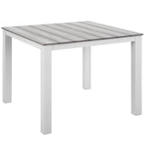 Maine 3 Piece Outdoor Patio Dining Set White Light Gray EEI-1743-WHI-LGR-SET