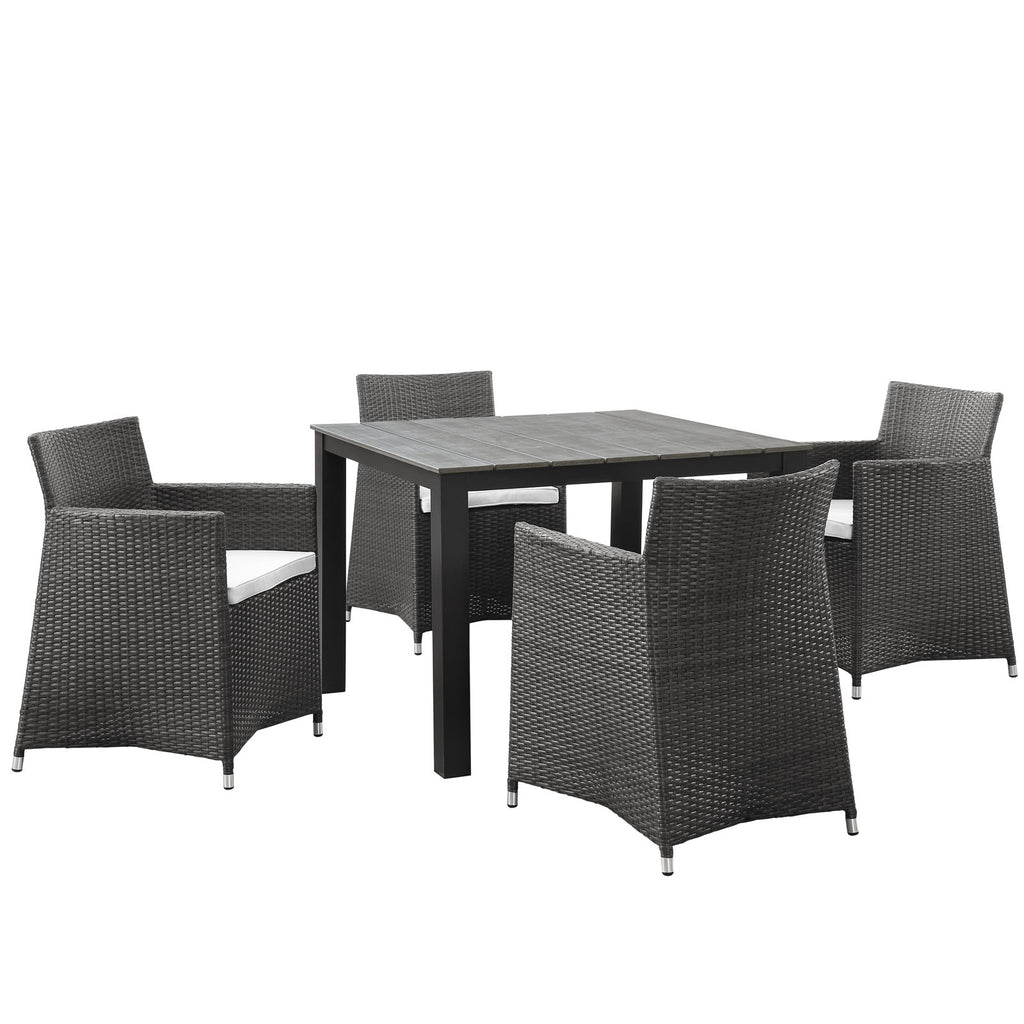 Junction 5 Piece Outdoor Patio Dining Set Brown White EEI-1744-BRN-WHI-SET