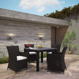 Junction 5 Piece Outdoor Patio Dining Set Brown White EEI-1744-BRN-WHI-SET