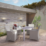 Junction 5 Piece Outdoor Patio Dining Set Gray White EEI-1744-GRY-WHI-SET