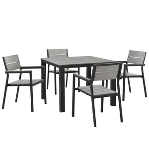 Maine 5 Piece Outdoor Patio Dining Set Brown Gray EEI-1745-BRN-GRY-SET