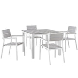 Maine 5 Piece Outdoor Patio Dining Set White Light Gray EEI-1745-WHI-LGR-SET