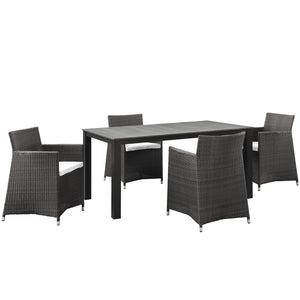 Junction 5 Piece Outdoor Patio Dining Set Brown White EEI-1746-BRN-WHI-SET