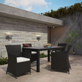 Junction 5 Piece Outdoor Patio Dining Set Brown White EEI-1746-BRN-WHI-SET