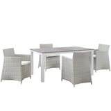 Junction 5 Piece Outdoor Patio Dining Set Gray White EEI-1746-GRY-WHI-SET