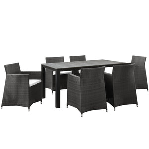 Junction 7 Piece Outdoor Patio Dining Set Brown White EEI-1748-BRN-WHI-SET