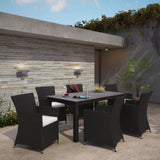 Junction 7 Piece Outdoor Patio Dining Set Brown White EEI-1748-BRN-WHI-SET