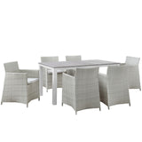 Junction 7 Piece Outdoor Patio Dining Set Gray White EEI-1748-GRY-WHI-SET