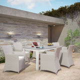 Junction 7 Piece Outdoor Patio Dining Set Gray White EEI-1748-GRY-WHI-SET