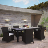 Junction 7 Piece Outdoor Patio Dining Set Brown White EEI-1750-BRN-WHI-SET