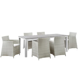 Junction 7 Piece Outdoor Patio Dining Set Gray White EEI-1750-GRY-WHI-SET