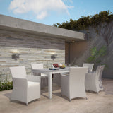 Junction 7 Piece Outdoor Patio Dining Set Gray White EEI-1750-GRY-WHI-SET