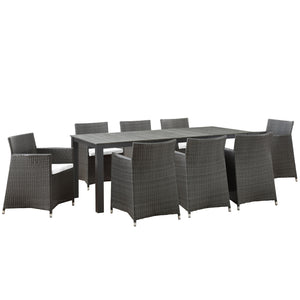 Junction 9 Piece Outdoor Patio Dining Set Brown White EEI-1752-BRN-WHI-SET