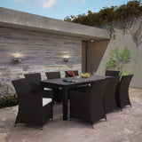 Junction 9 Piece Outdoor Patio Dining Set Brown White EEI-1752-BRN-WHI-SET