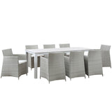 Junction 9 Piece Outdoor Patio Dining Set Gray White EEI-1752-GRY-WHI-SET