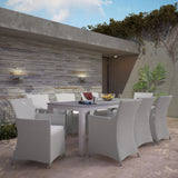 Junction 9 Piece Outdoor Patio Dining Set Gray White EEI-1752-GRY-WHI-SET