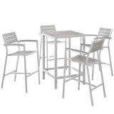 Maine 5 Piece Outdoor Patio Bar Set White Light Gray EEI-1755-WHI-LGR-SET