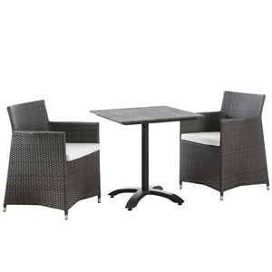 Junction 3 Piece Outdoor Patio Dining Set Brown White EEI-1758-BRN-WHI-SET