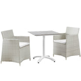 Junction 3 Piece Outdoor Patio Dining Set Gray White EEI-1758-GRY-WHI-SET