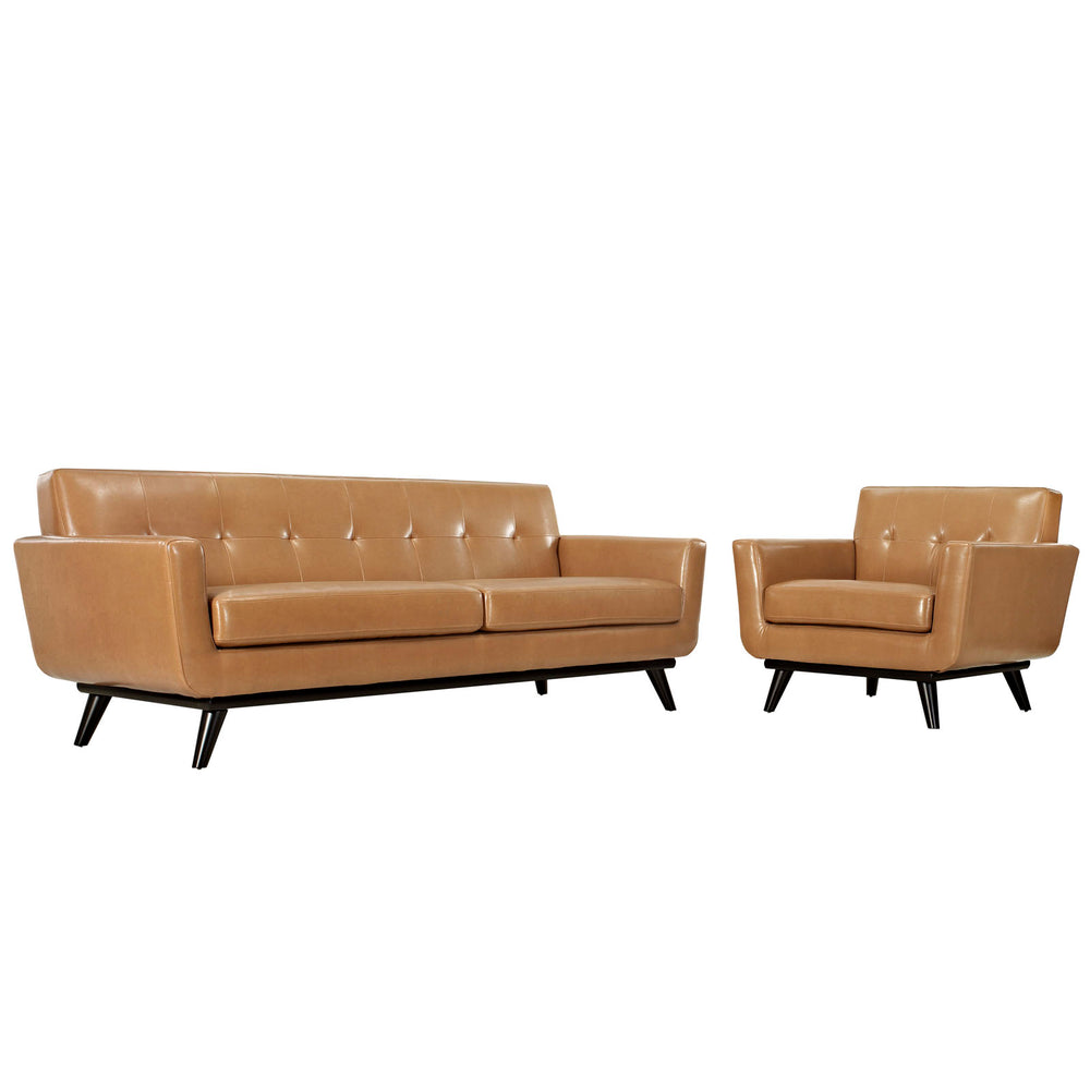 Engage 2 Piece Leather Living Room Set Tan EEI-1766-TAN-SET