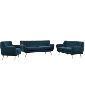 Remark 3 Piece Living Room Set Azure EEI-1782-AZU-SET