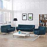 Remark 3 Piece Living Room Set Azure EEI-1782-AZU-SET