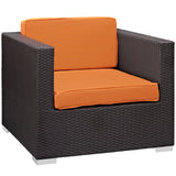 Convene 5 Piece Outdoor Patio Sectional Set Espresso Orange EEI-1809-EXP-ORA-SET