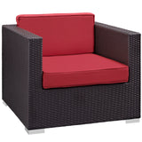 Convene 5 Piece Outdoor Patio Sectional Set Espresso Red EEI-1809-EXP-RED-SET