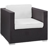 Convene 5 Piece Outdoor Patio Sectional Set Espresso White EEI-1809-EXP-WHI-SET