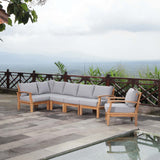 Marina 6 Piece Outdoor Patio Teak Set Natural Gray EEI-1816-NAT-GRY-SET