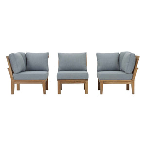 Marina 3 Piece Outdoor Patio Teak Set Natural Gray EEI-1820-NAT-GRY-SET