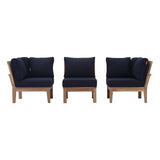 Marina 3 Piece Outdoor Patio Teak Set Natural Navy EEI-1820-NAT-NAV-SET