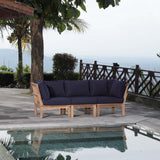 Marina 3 Piece Outdoor Patio Teak Set Natural Navy EEI-1820-NAT-NAV-SET