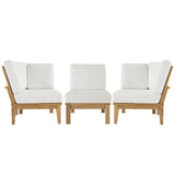 Marina 3 Piece Outdoor Patio Teak Set Natural White EEI-1820-NAT-WHI-SET