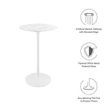 Modway Furniture Lippa 28" Round Artificial Marble Bar Table in White Default Title EEI-1827-WHI