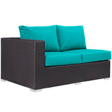 Modway Furniture Convene Outdoor Patio Left Arm Loveseat 0423 Espresso Turquoise EEI-1842-EXP-TRQ