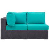 Modway Furniture Convene Outdoor Patio Left Arm Loveseat 0423 Espresso Turquoise EEI-1842-EXP-TRQ