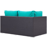 Modway Furniture Convene Outdoor Patio Left Arm Loveseat 0423 Espresso Turquoise EEI-1842-EXP-TRQ