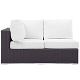 Modway Furniture Convene Outdoor Patio Left Arm Loveseat 0423 Espresso White EEI-1842-EXP-WHI