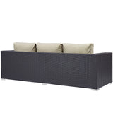 Convene Outdoor Patio Sofa Espresso Beige EEI-1844-EXP-BEI