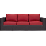 Convene Outdoor Patio Sofa Espresso Red EEI-1844-EXP-RED