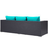 Convene Outdoor Patio Sofa Espresso Turquoise EEI-1844-EXP-TRQ