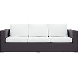 Convene Outdoor Patio Sofa Espresso White EEI-1844-EXP-WHI